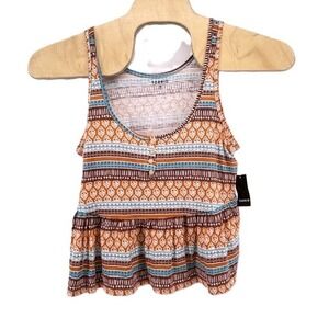 Torrid Vintage Slub Scoop Neck Babydoll Henley Tank Top Orange Blue 00 M/L 10